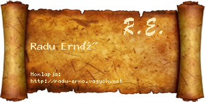 Radu Ernő névjegykártya